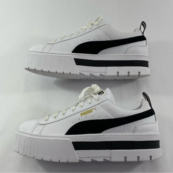 Puma Shoes - PUMA Mayze Leather Lace Up White Black Women’s Size 8 Platform Shoes # 381983-01